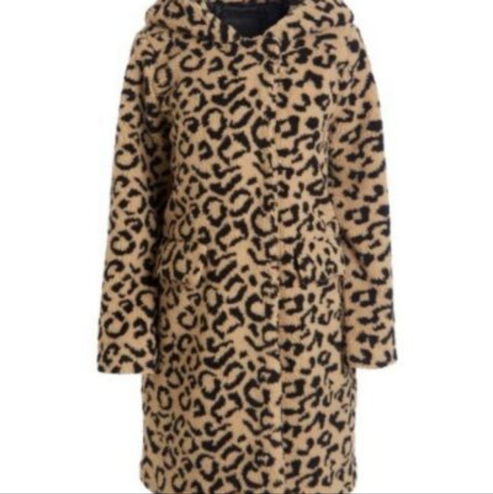 Steve Madden Sherpa Leopard Hooded Coat XL